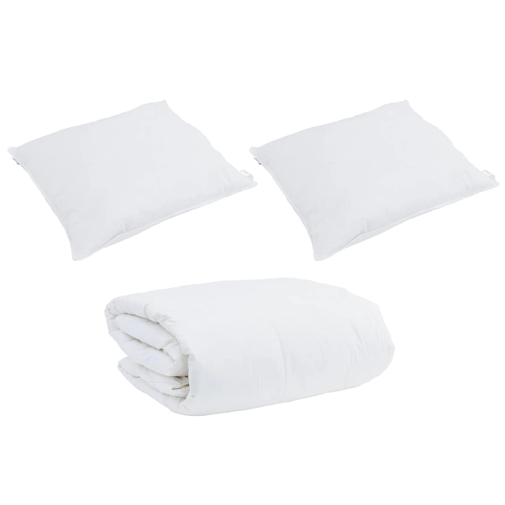 Bettdecken Set mit Kissen 3 pcs Weiß Baumwolle