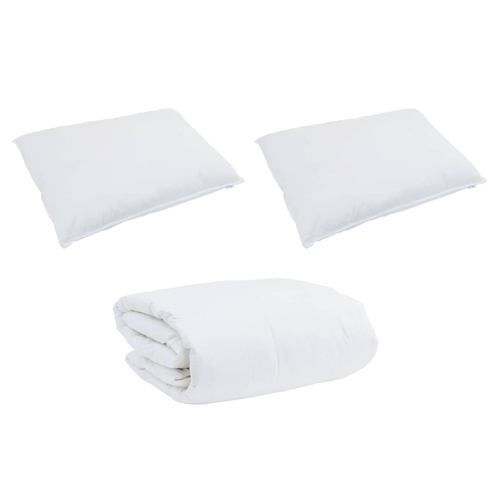 Bettdecken Set mit Kissen 3 pcs Weiß Baumwolle