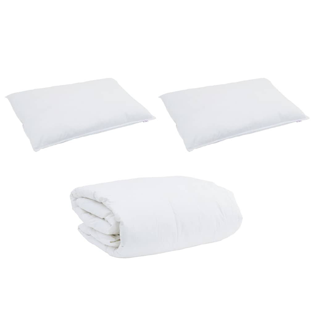 Bettdecken Set mit Kissen 3 pcs Weiß Baumwolle
