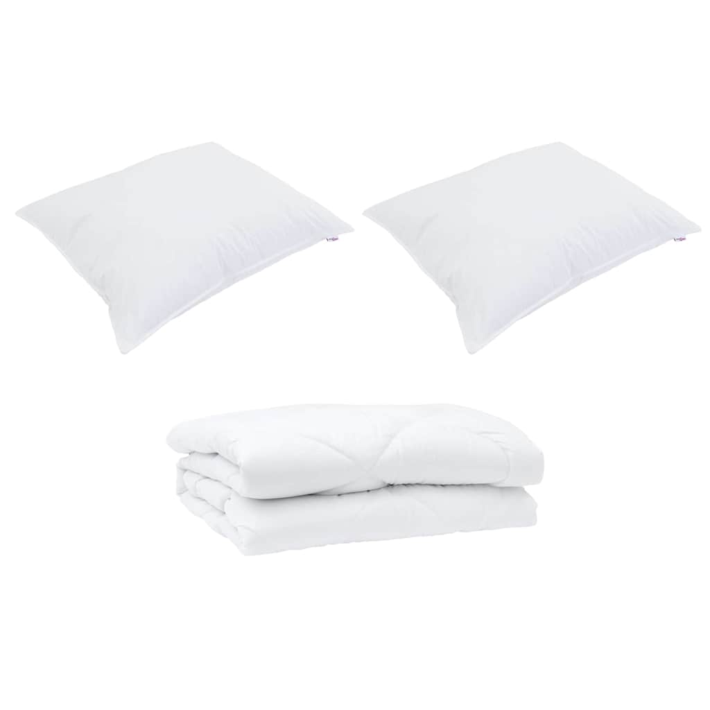 Bettdecke mit Kissen 3 pcs Weiß Mikrofaser