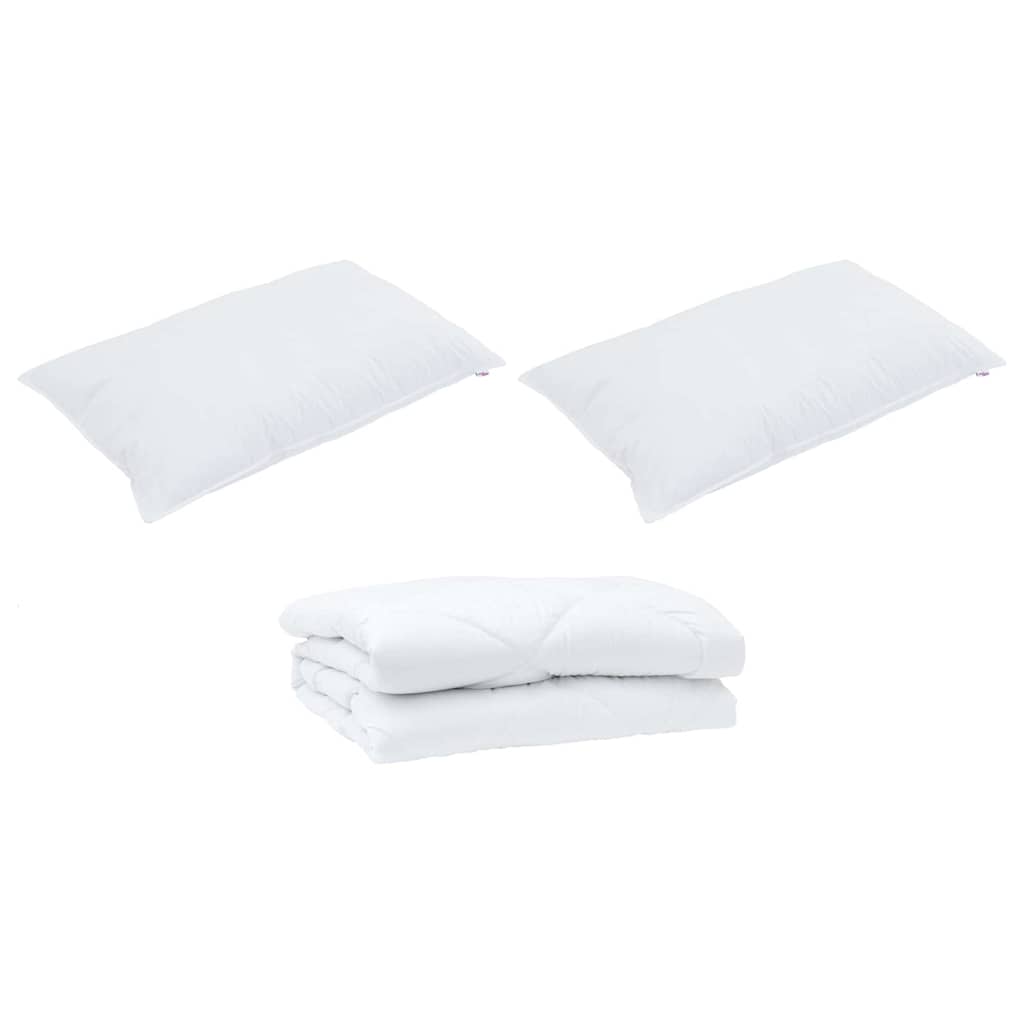 Bettdecke mit Kissen 3 pcs Weiß Mikrofaser