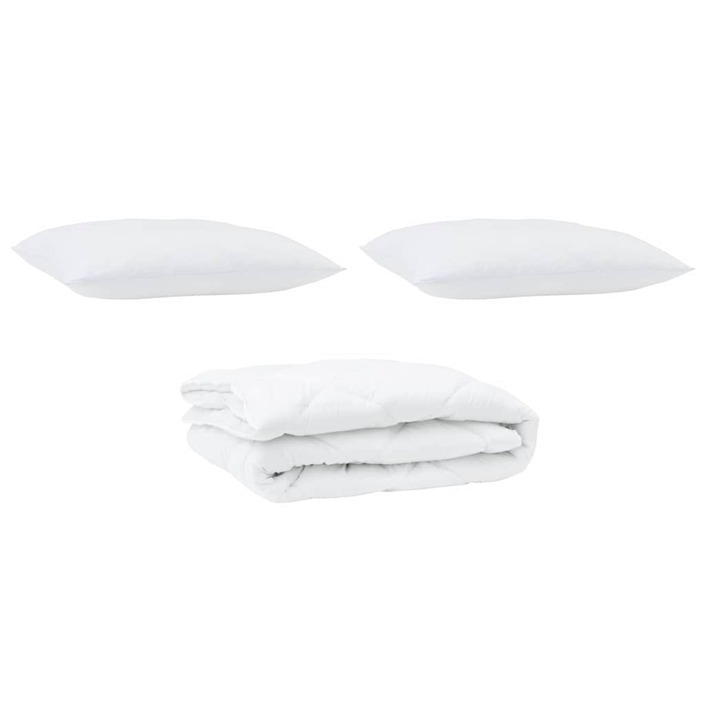 Bettdecke mit Kissen 3 pcs Weiß Mikrofaser