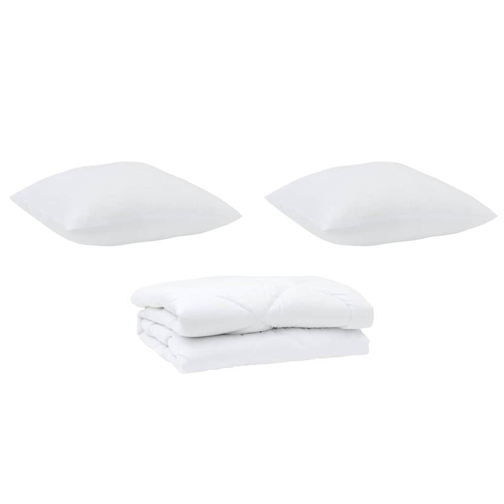 Bettdecke mit Kissen 3 pcs Weiß Mikrofaser