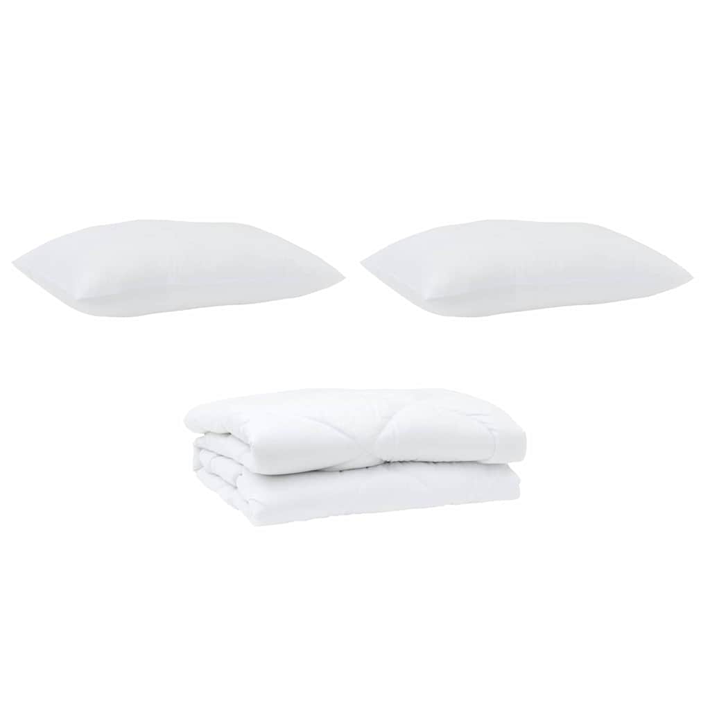 Bettdecke mit Kissen 3 pcs Weiß Mikrofaser