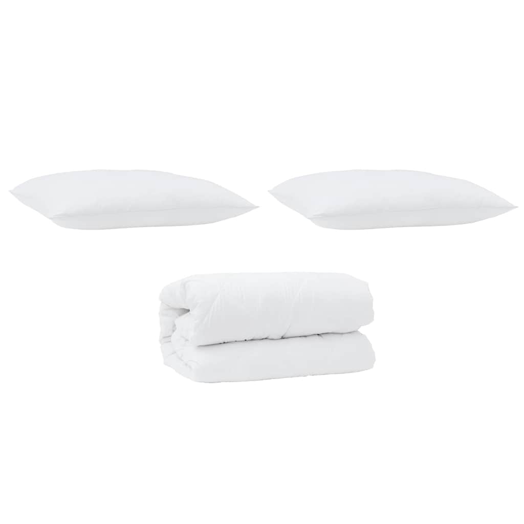 Bettdecken Set 3 pcs Weiß Mikrofaser und Daunenfedern