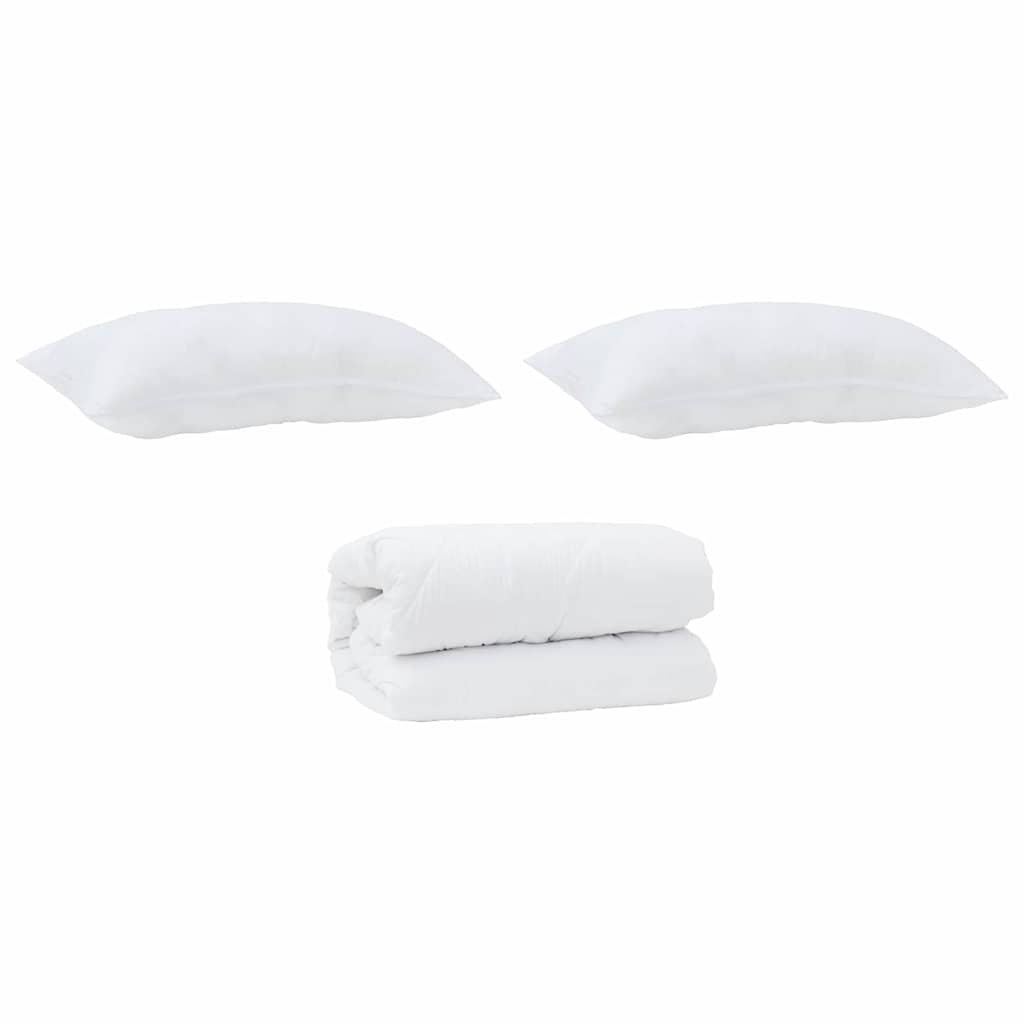 Bettdecken Set 3 pcs Weiß Mikrofaser und Daunenfedern