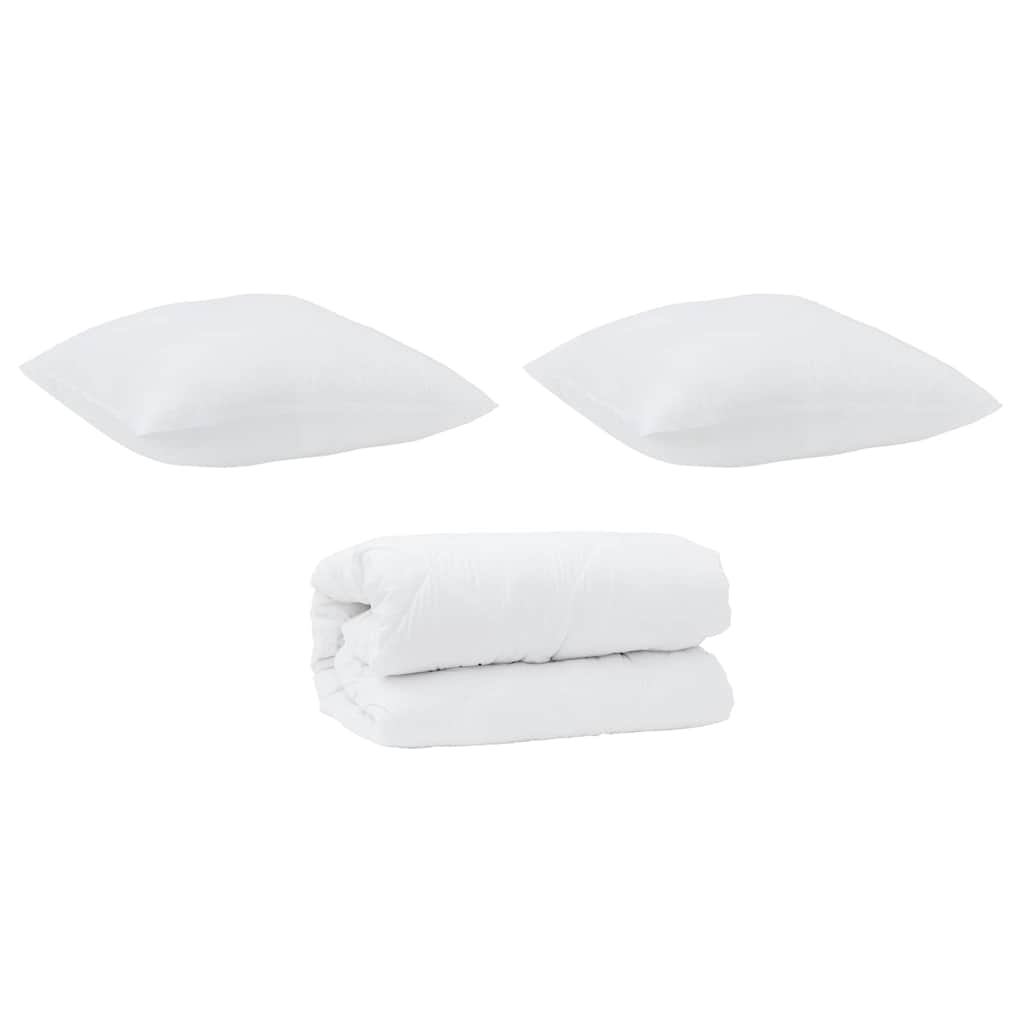 Bettdecken Set 3 pcs Weiß Mikrofaser und Daunenfedern