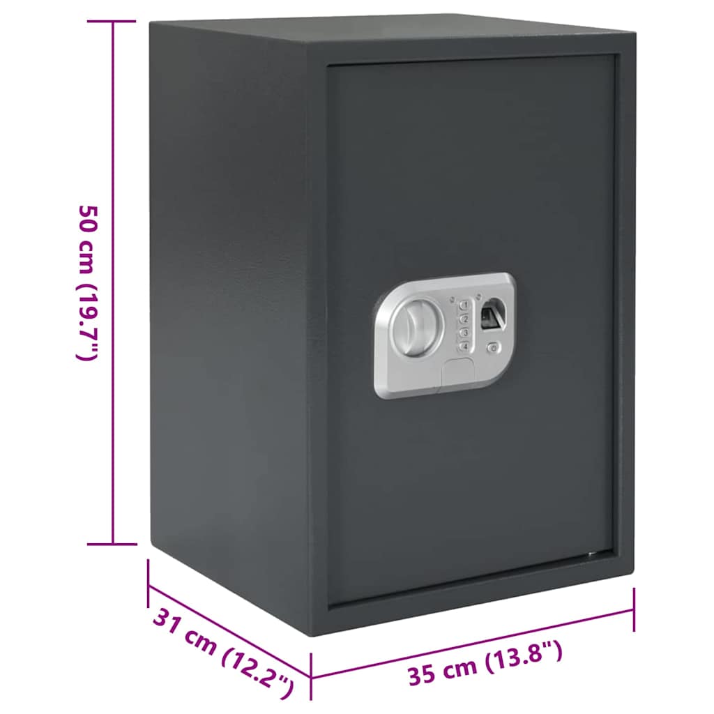 Digitaler Safe mit Schloss Dunkelgrau 35 x 31 x 50 cm Stahl