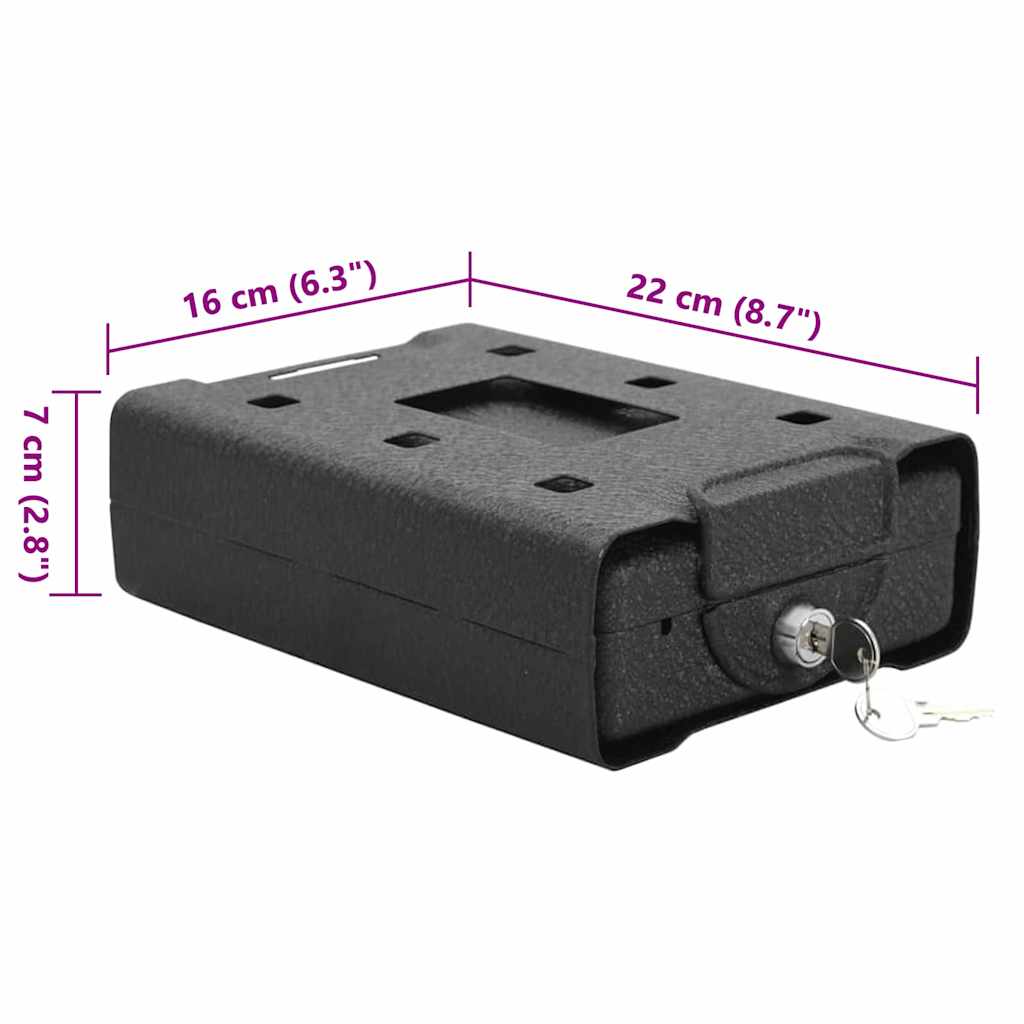 Auto Safe mit Schloss Schwarz 22 x 16 x 7 cm Stahl