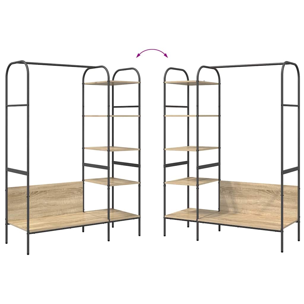 Kleiderständer mit Regal Braun 120 x 44 x 160 cm Holzwerkstoff