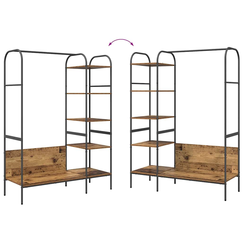 Kleiderständer mit Regal Braun 120 x 44 x 160 cm Holzwerkstoff