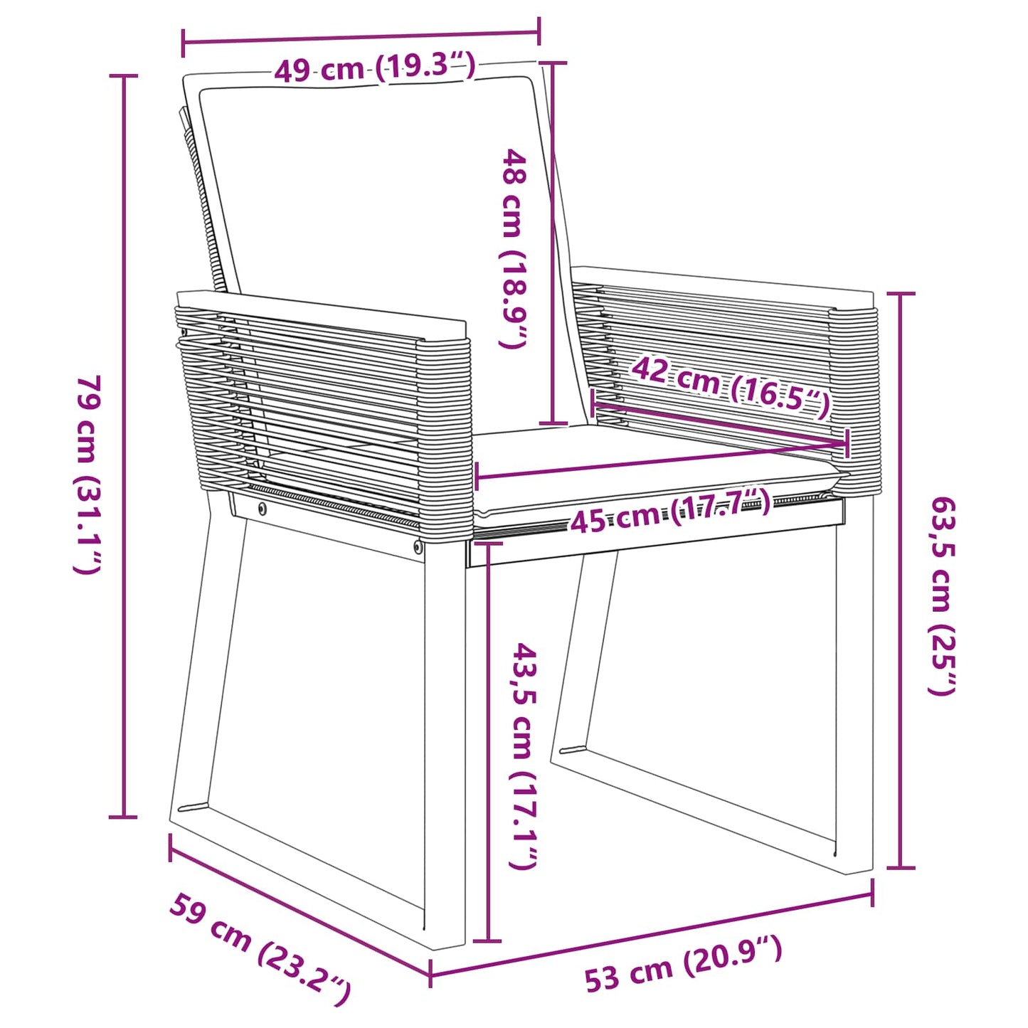 Garten Essgruppe 9 stk. Schwarz Poly-Rattan
