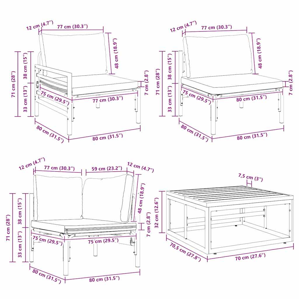 Gartensofa-set 10 stk. Schwarz Stahl
