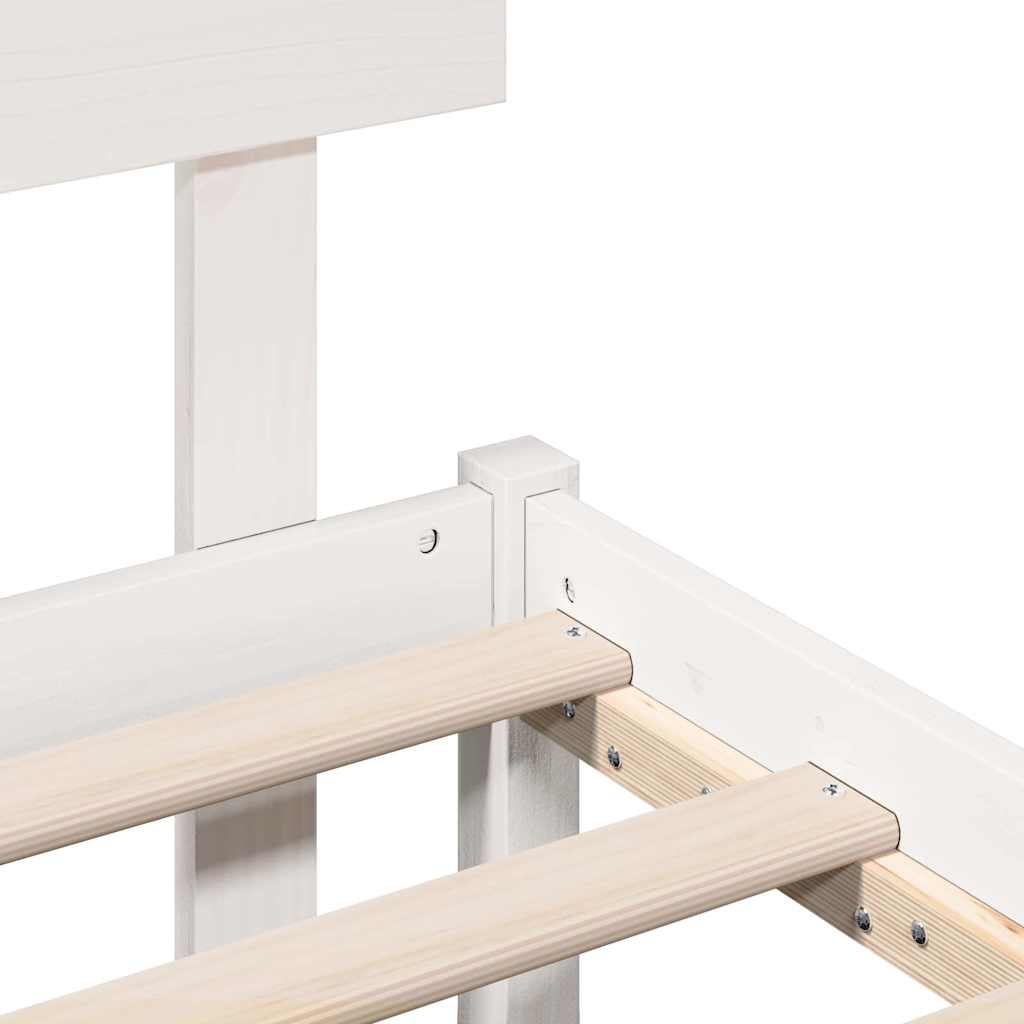 Bettgestell mit Kopfteil Weiß 160 x 200 cm Massivholz Kiefer