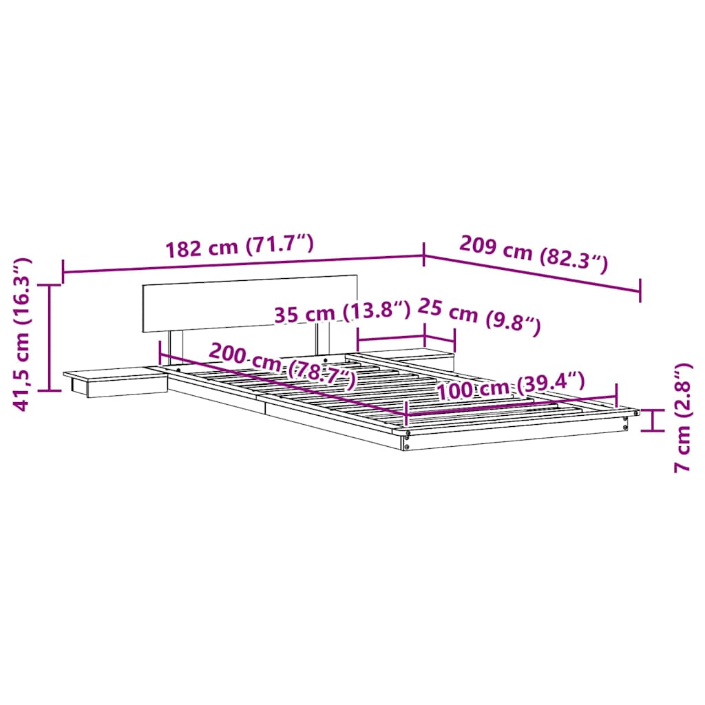 Bettgestell mit Kopfteil mit Speicher Weiß 100 x 200 cm Holz