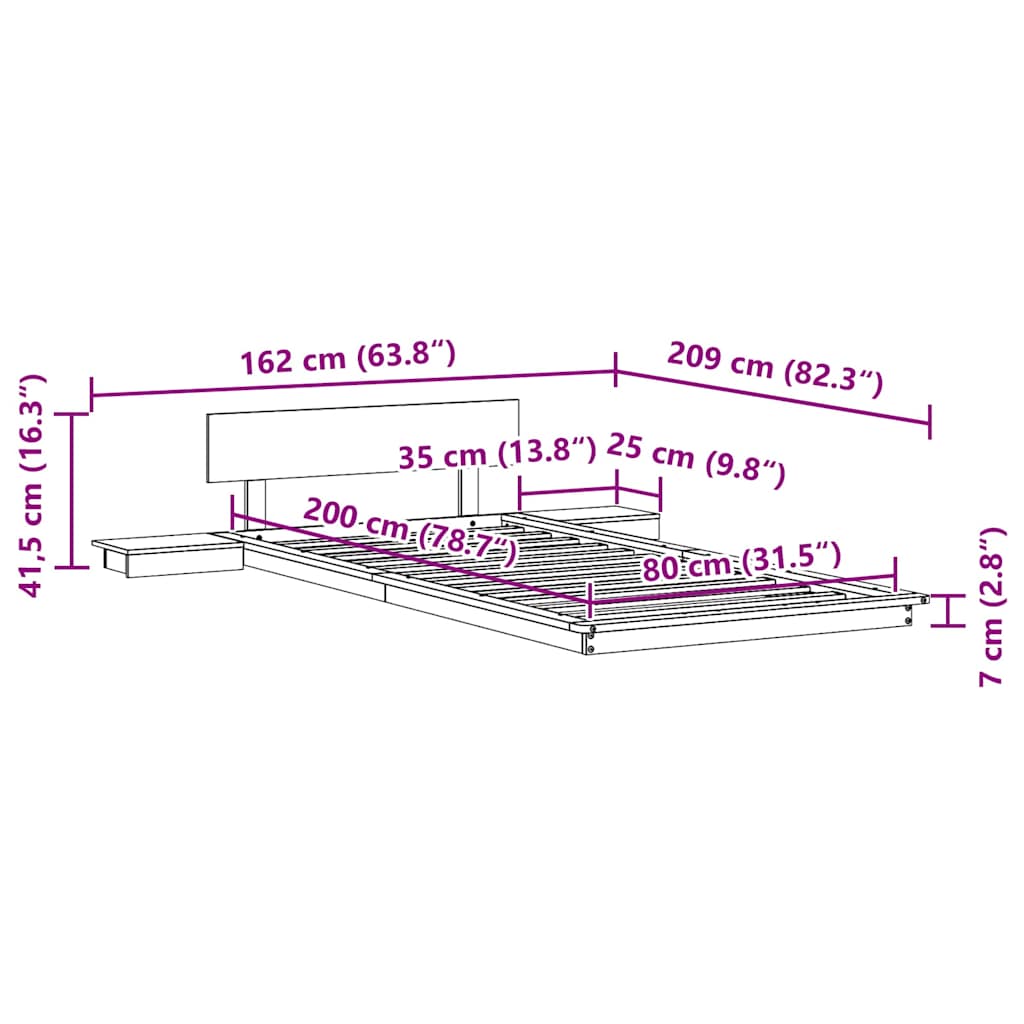 Bettgestell Weiß 80 x 200 cm Holz