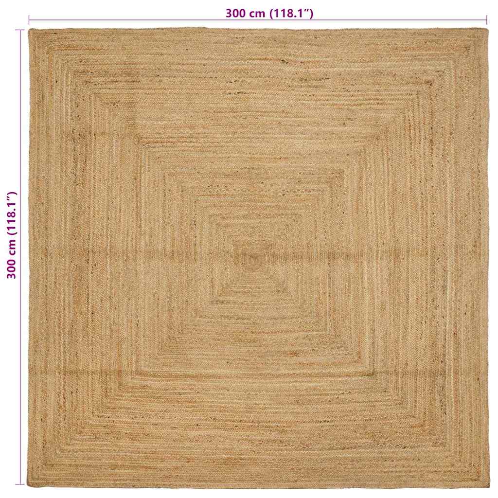 Teppich Beige 300 x 300 cm Jute