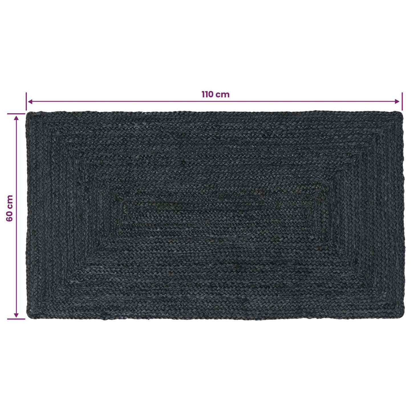 Bereichsteppiche Rechtwinklig Dunkelgrau 60 x 110 cm Jute