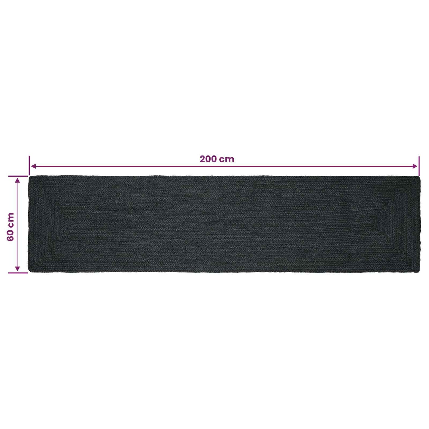 Bereichsteppiche Rechtwinklig Dunkelgrau 60 x 200 cm Jute