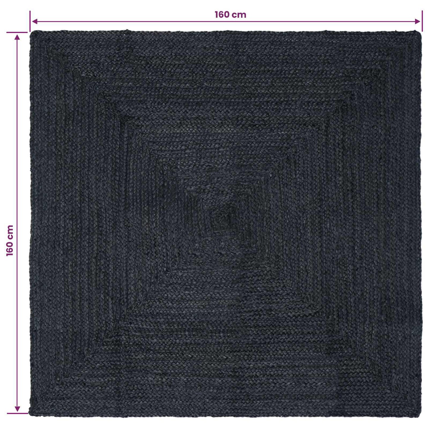 Bereichsteppiche Quadratisch Dunkelgrau 160 x 160 cm Jute