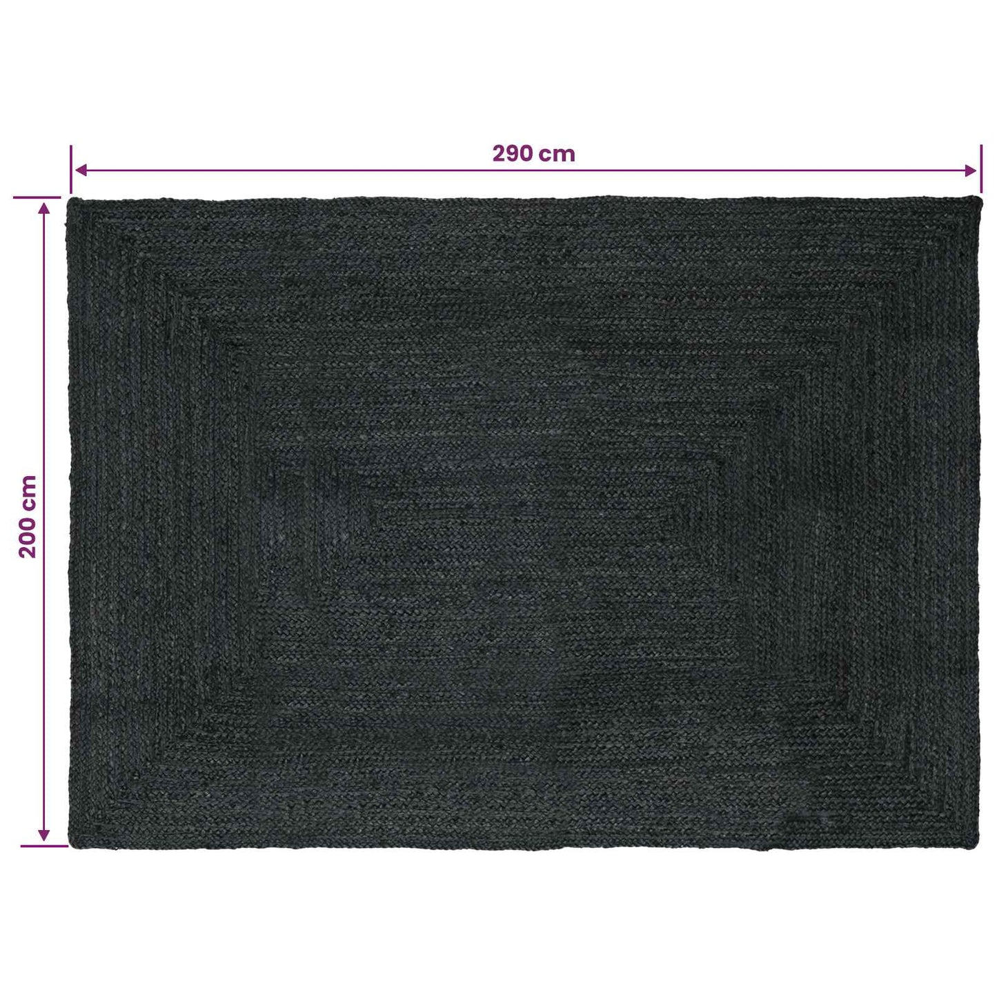 Bereichsteppiche Rechtwinklig Dunkelgrau 200 x 290 cm Jute