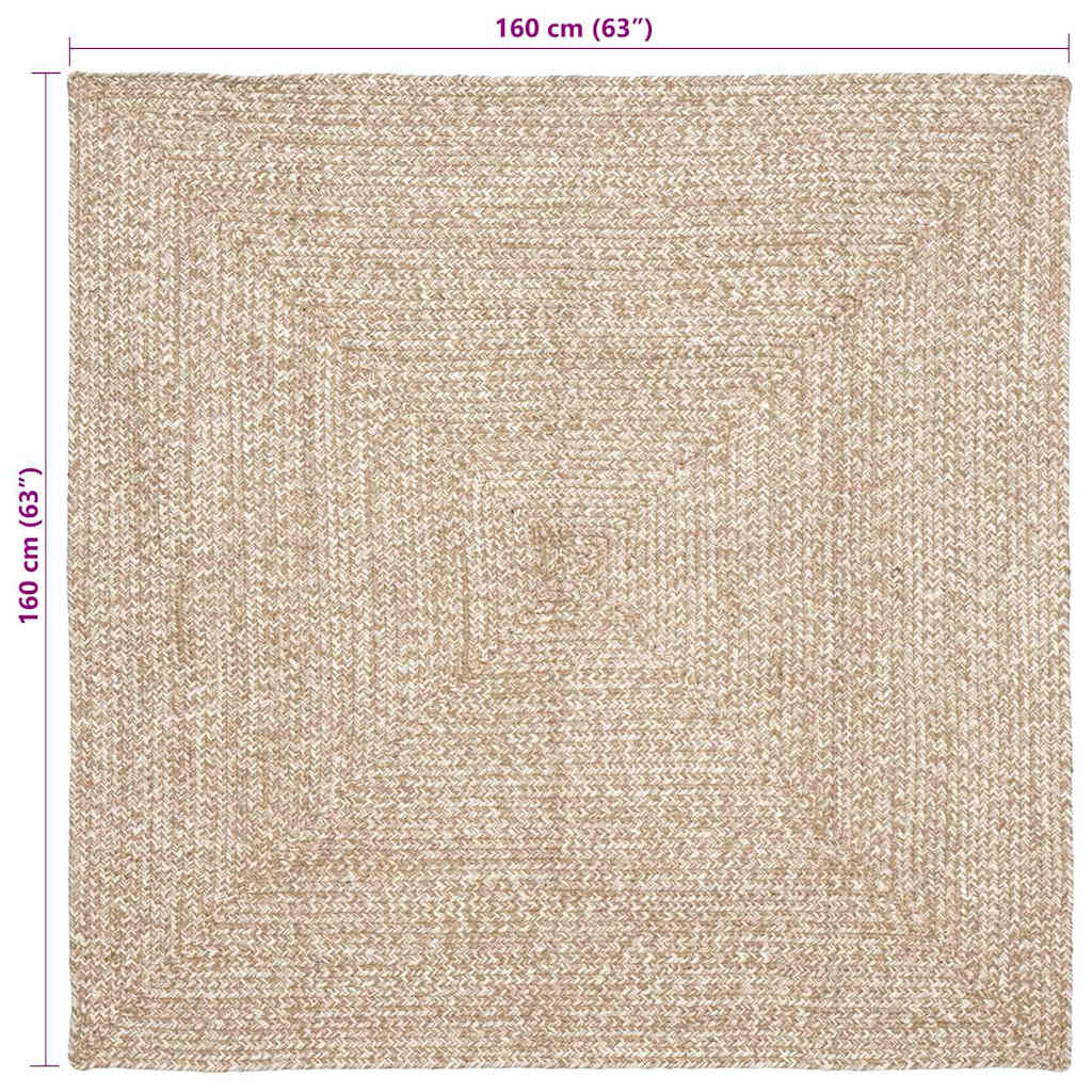 Teppich Natur und Weiß 160 x 160 cm Jute