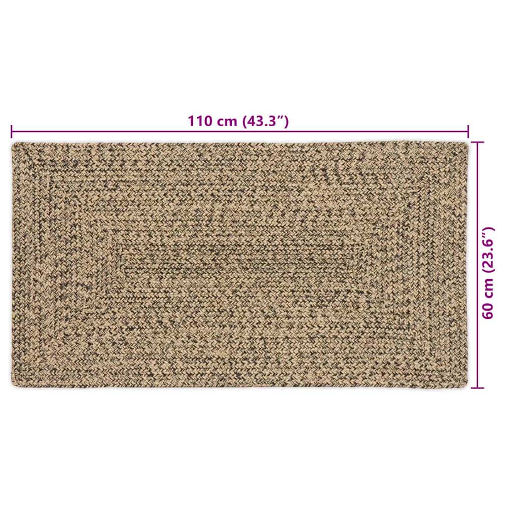 Teppich Natur und Schwarz 60 x 110 cm Jute