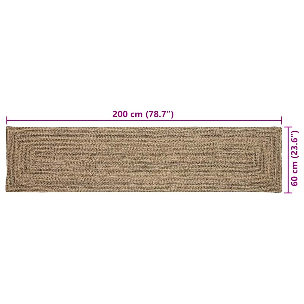 Teppich Natur und Schwarz 60 x 200 cm Jute