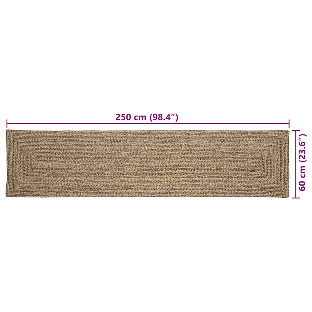 Teppich Natur und Schwarz 60 x 250 cm Jute