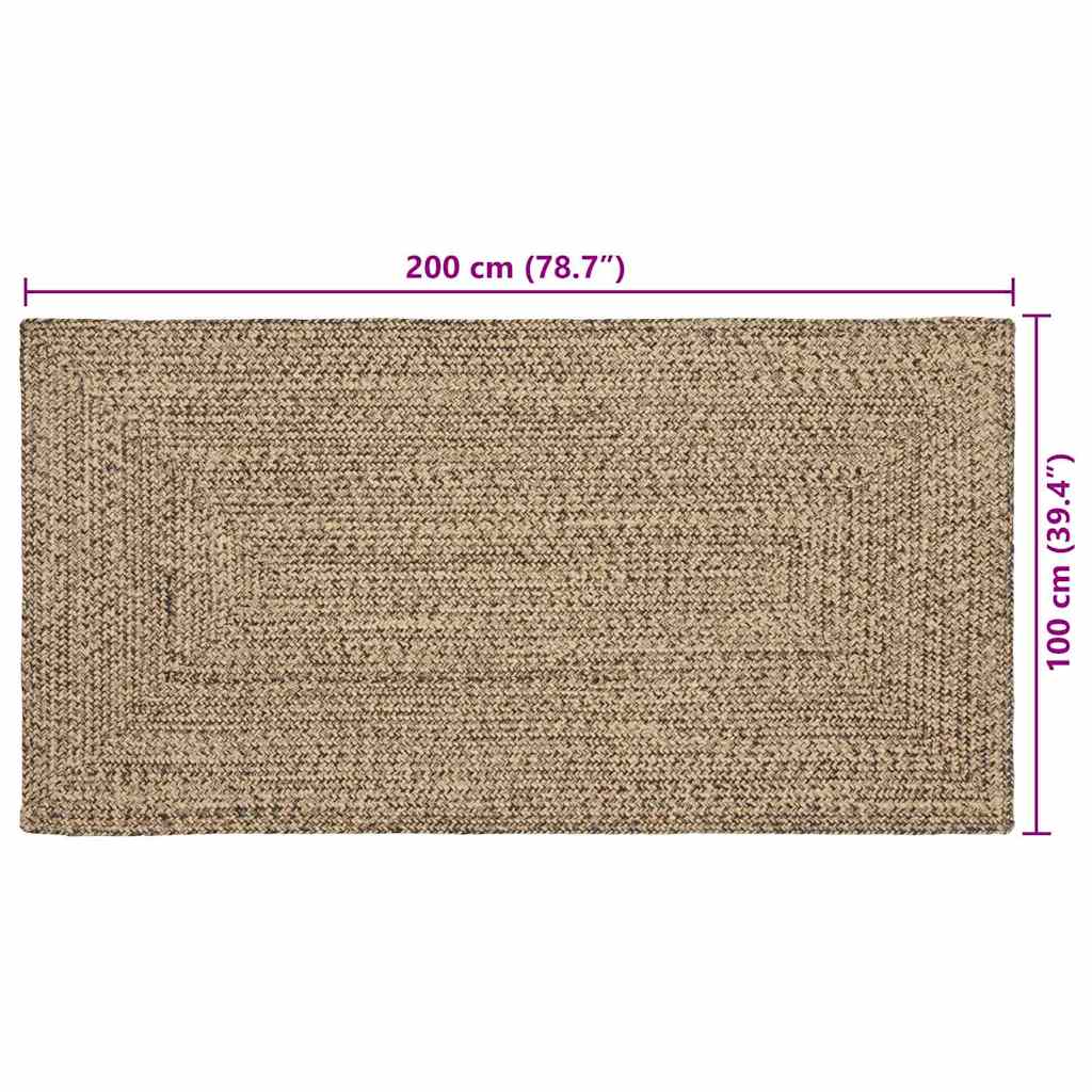 Teppich Natur und Schwarz 100 x 200 cm Jute