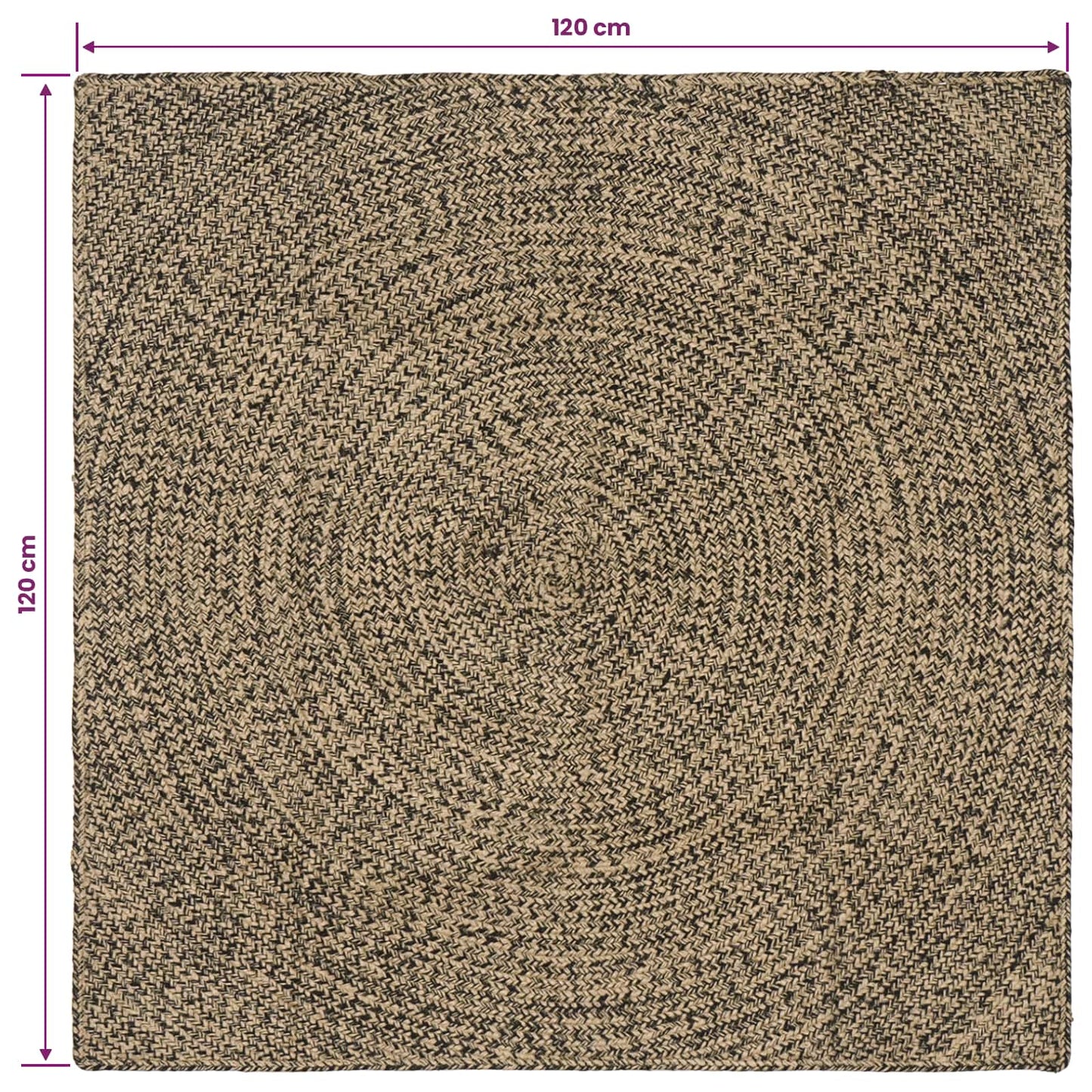 Bereichsteppiche Natürlich und Schwarz 120 x 120 cm Jute