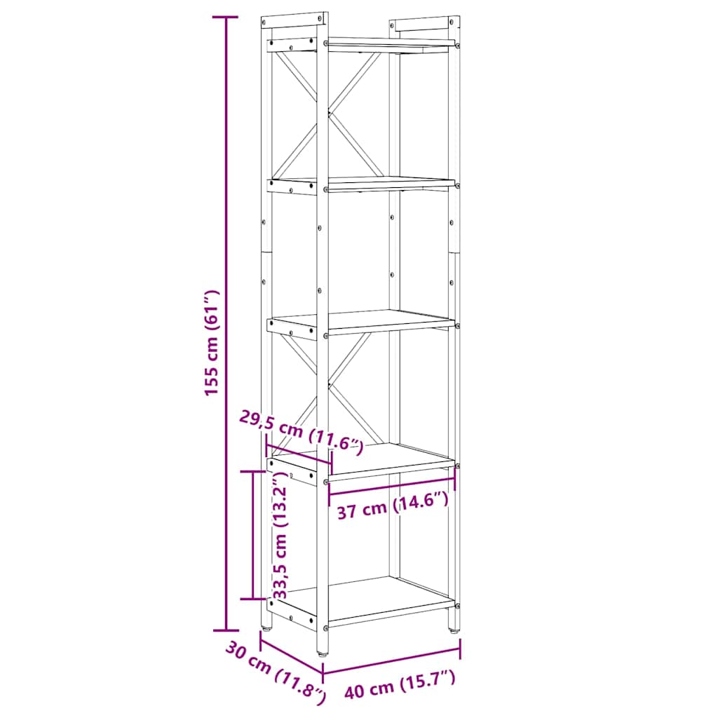 Bücherregal Sonoma-Eiche 40 x 30 x 153 cm Holzwerkstoff