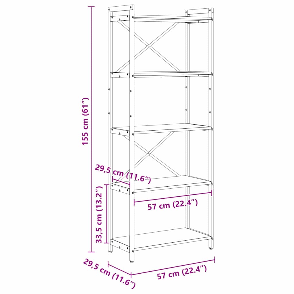 Bücherregal Altholz 60 x 30 x 153 cm Holzwerkstoff