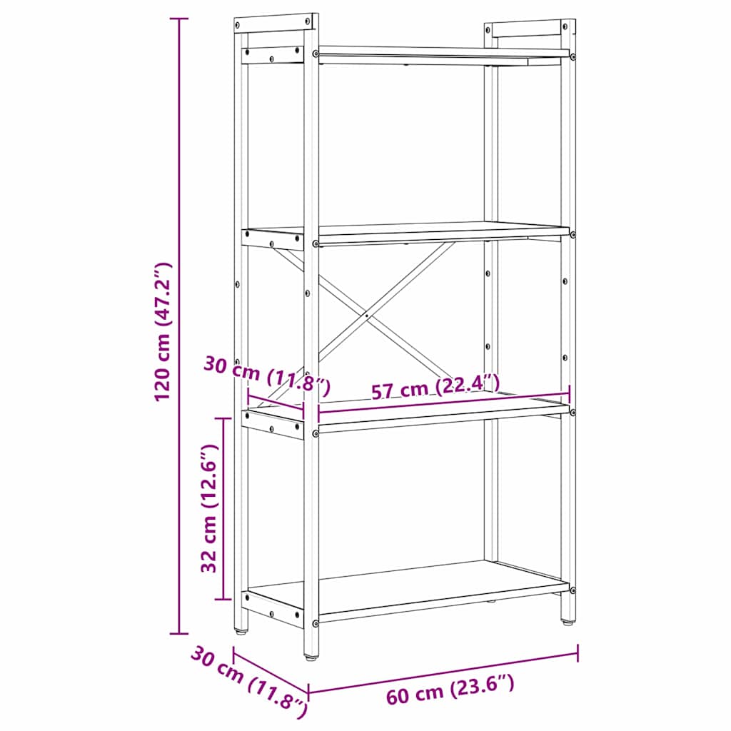 Bücherregal Altholz 60 x 30 x 118 cm Holzwerkstoff