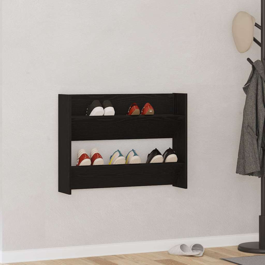 Wandschuhschrank mit Regal Schwarze Eiche Holzwerkstoff