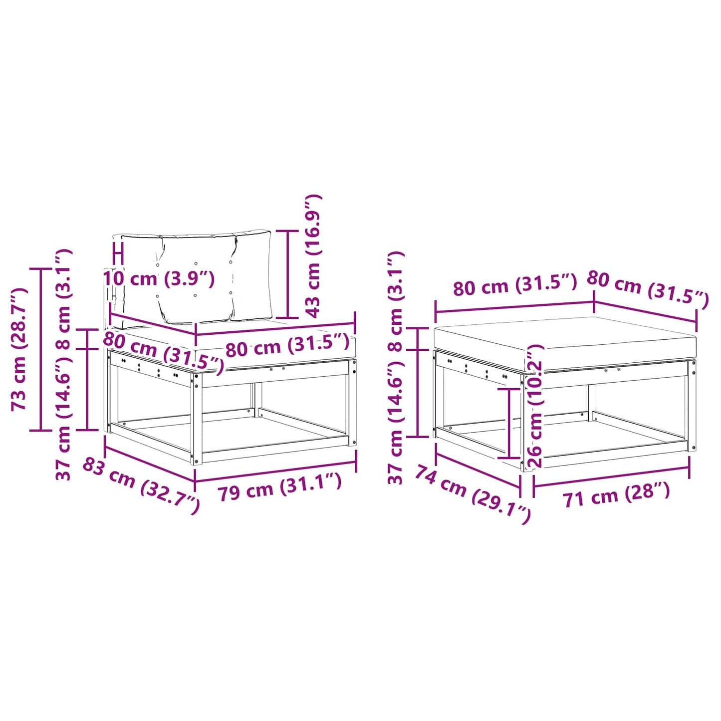 Outdoor-Sofagarnitur 4 stk. Natur und Beige