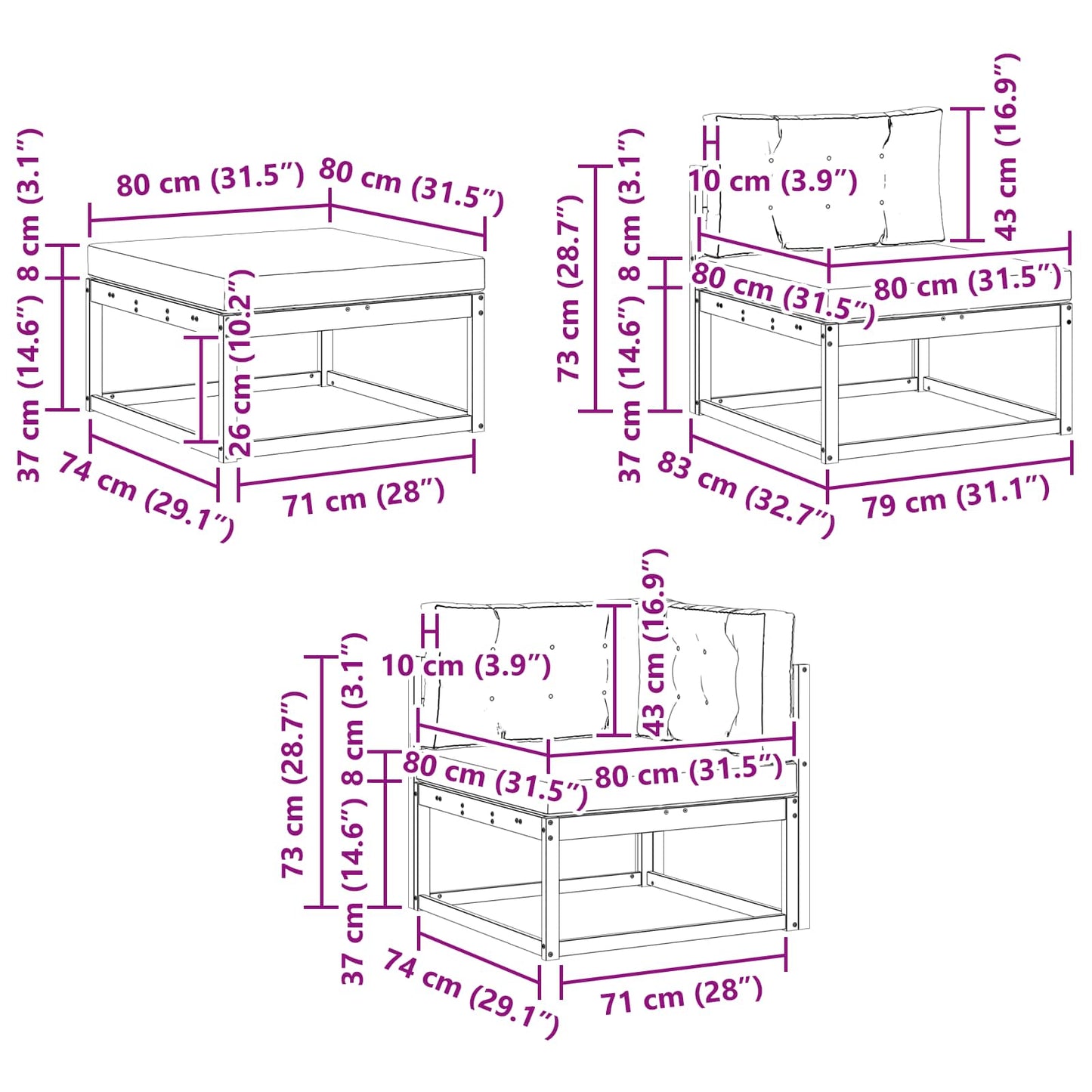 Outdoor-Sofagarnitur 8 stk. Natur und Beige