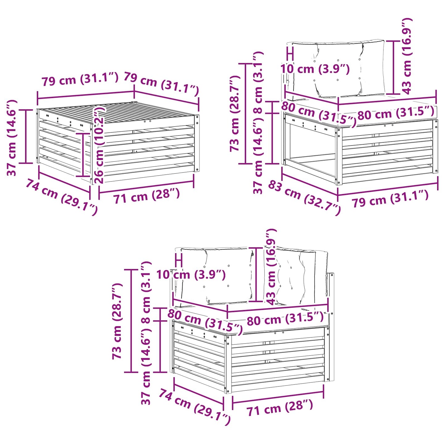 Outdoor-Sofagarnitur 7 stk. Natur und Anthrazit Polyester