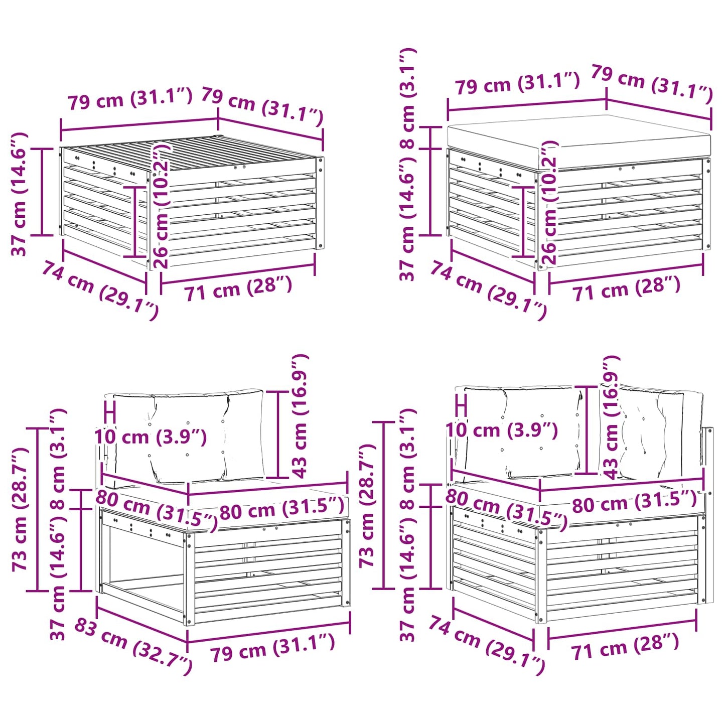 Outdoor-Sofagarnitur 8 stk. Natur und Anthrazit