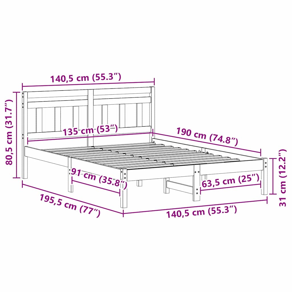 Bettgestell Braun Massivholz Kiefer