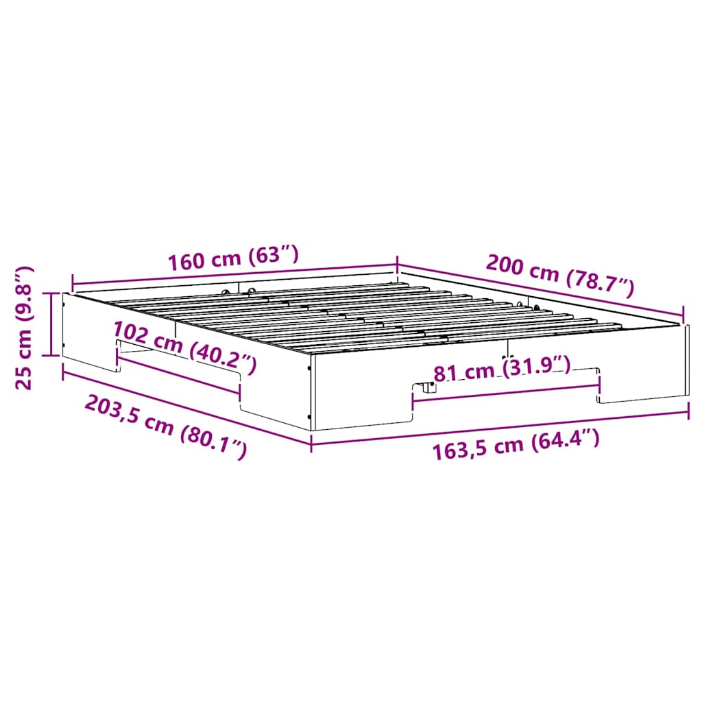 Bettgestell Weiß 160 x 200 cm