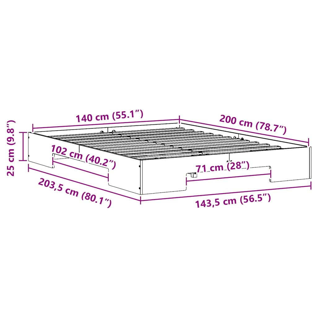 Bettgestell Braun 140 x 200 cm
