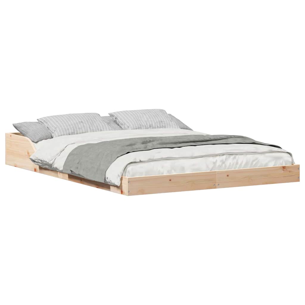 Bettgestell Braun 135 x 190 cm Massivholz Kiefer