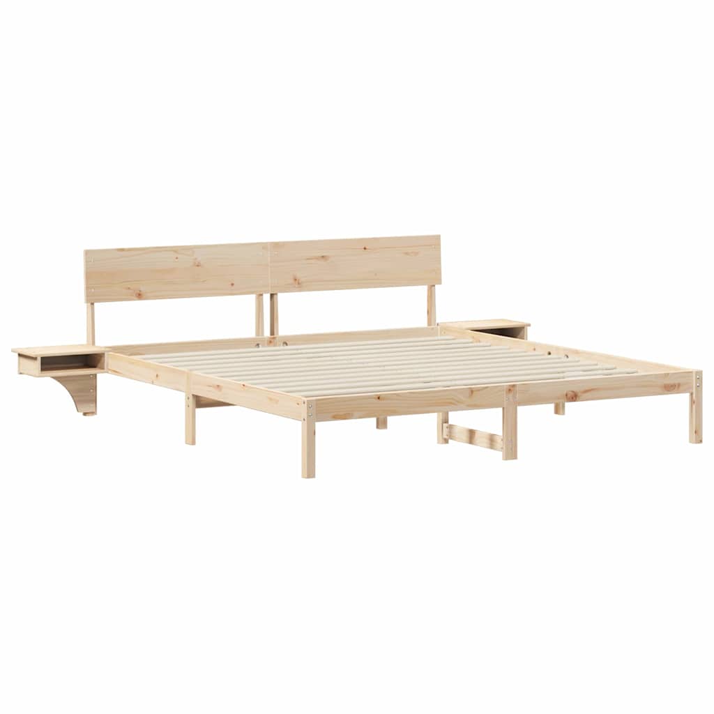 Bettgestell mit Nachttischen Braun Massivholz Kiefer