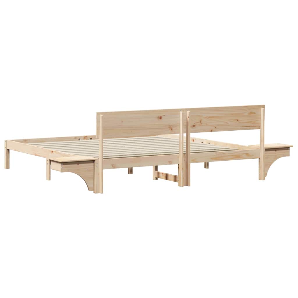 Bettgestell mit Nachttischen Braun Massivholz Kiefer