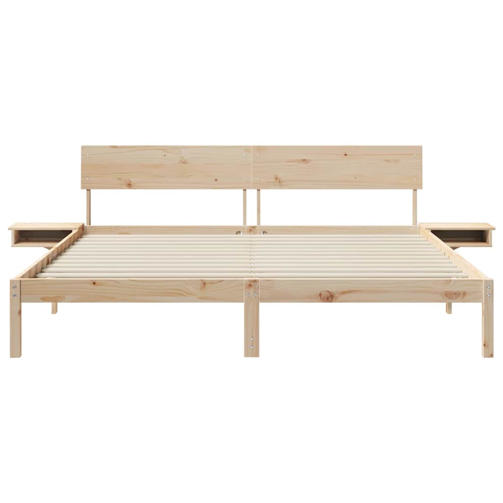 Bettgestell mit Nachttischen Braun Massivholz Kiefer