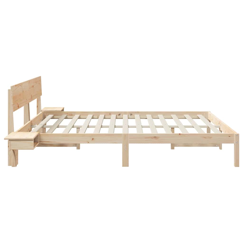 Bettgestell mit Nachttischen Braun Massivholz Kiefer