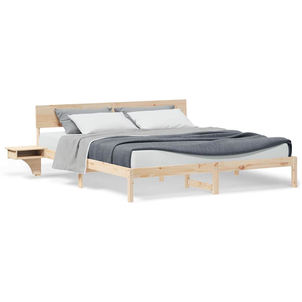 Bettgestell mit Nachttischen Braun Massivholz Kiefer