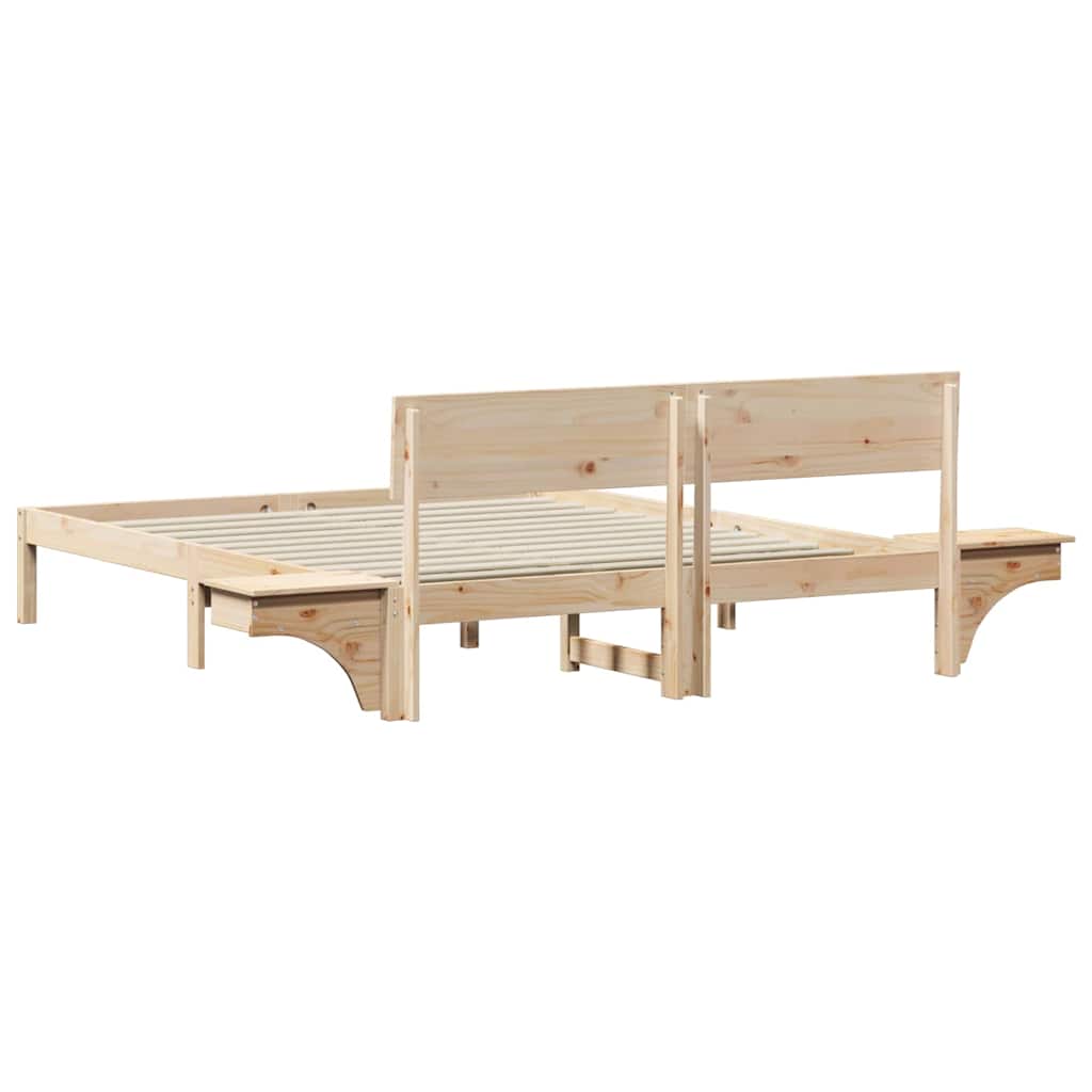 Bettgestell mit Nachttischen Braun Massivholz Kiefer
