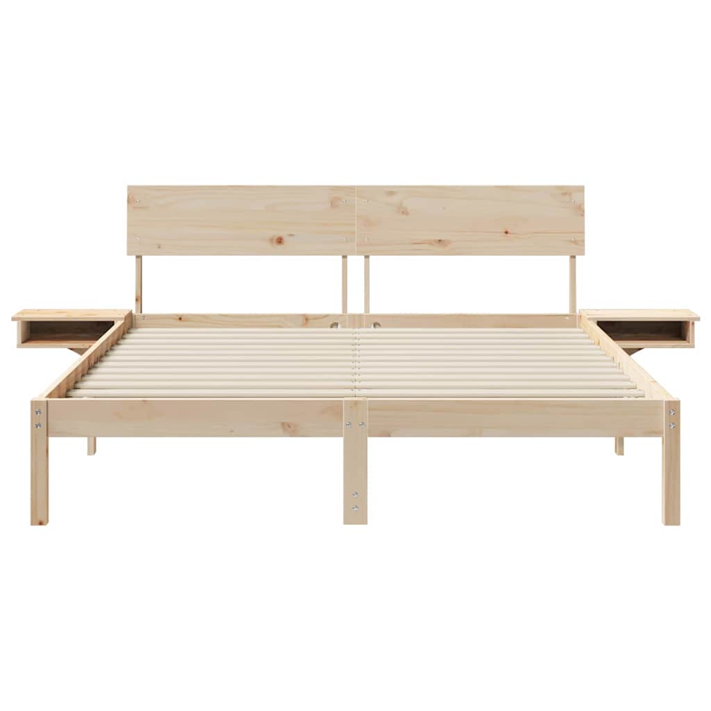 Bettgestell mit Nachttischen Braun Massivholz Kiefer